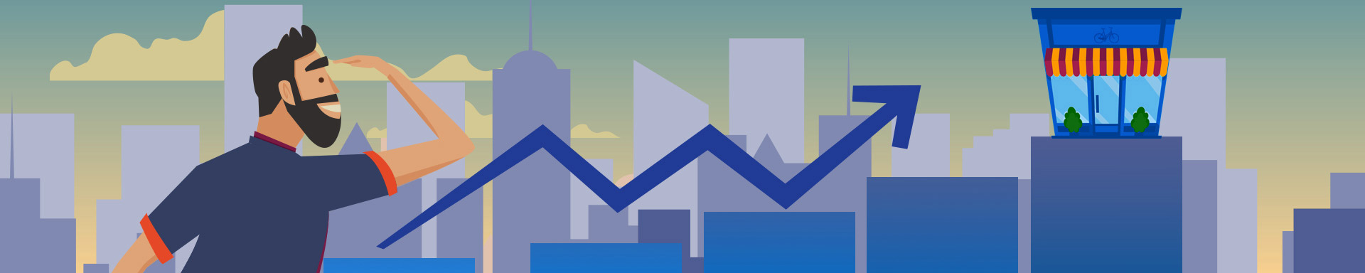 Young professional looking at his Business Growing